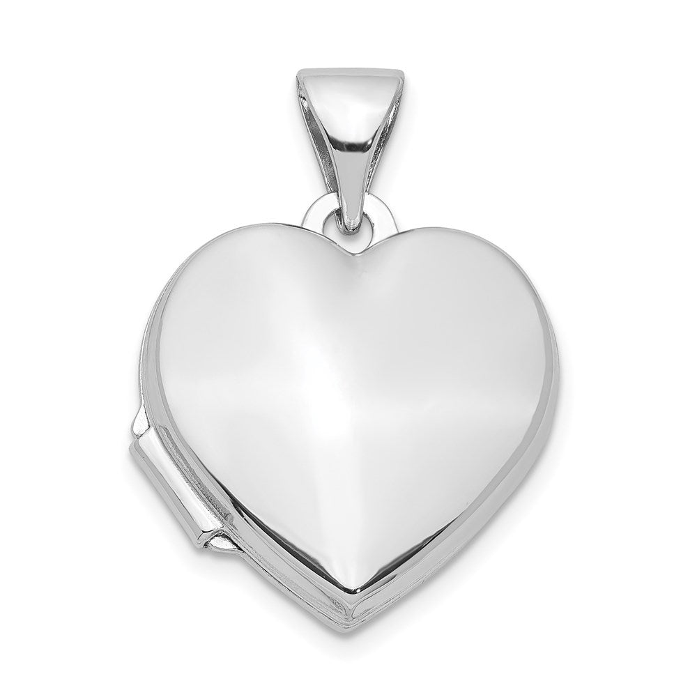 Sterling Silver Rhodium-plated Plain 15mm Heart Locket