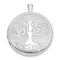 Sterling Silver Rhodium-plated Tree Design Round Locket