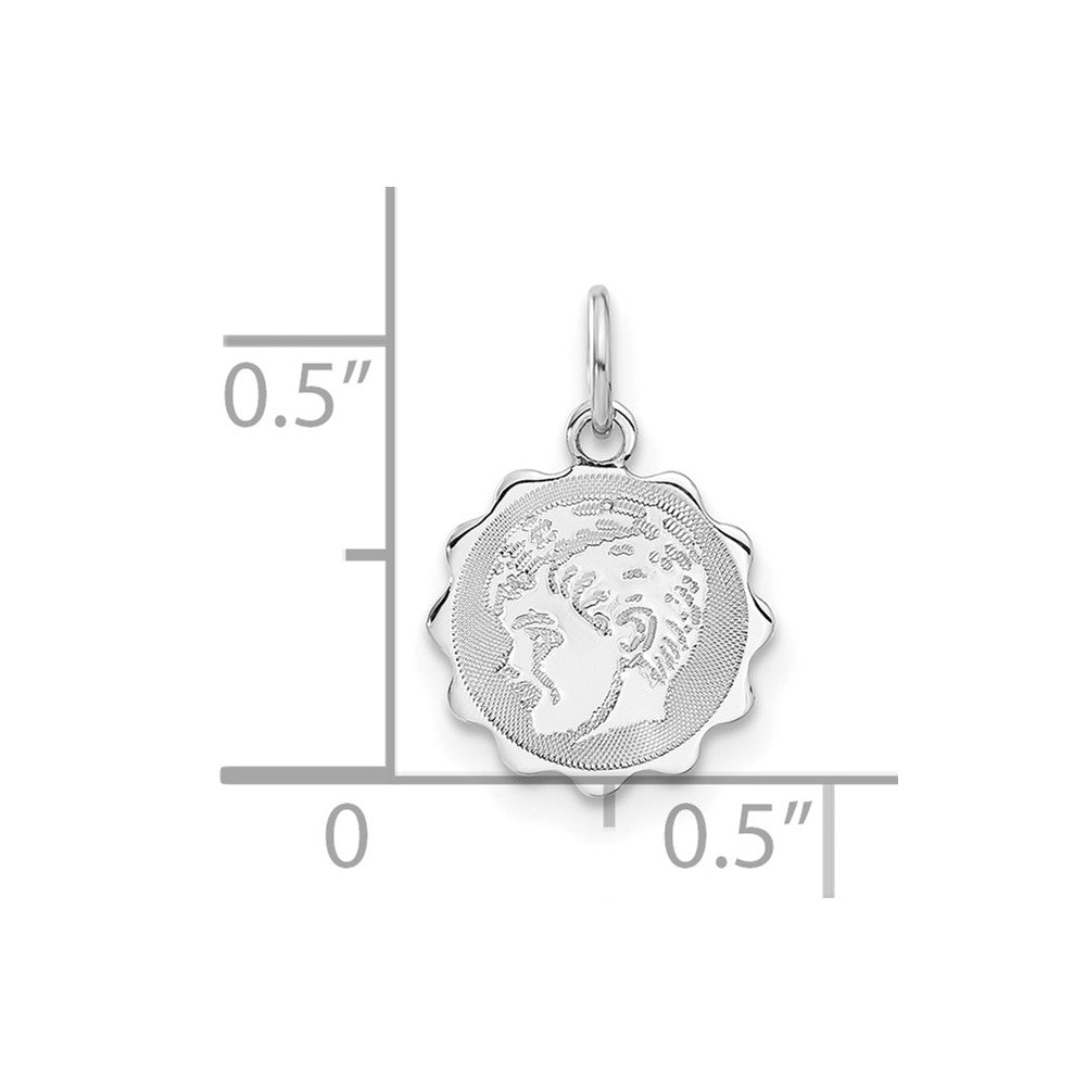 Sterling Silver Engravable Scalloped Circle Boy Disc Charm
