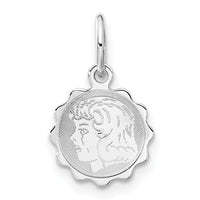 Sterling Silver Engravable Scalloped Circle Girl Disc Charm