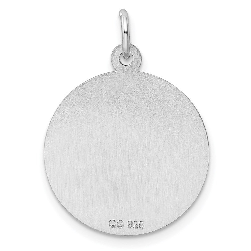 Sterling Silver Rhodium-plated Engraveable Boy Disc Charm