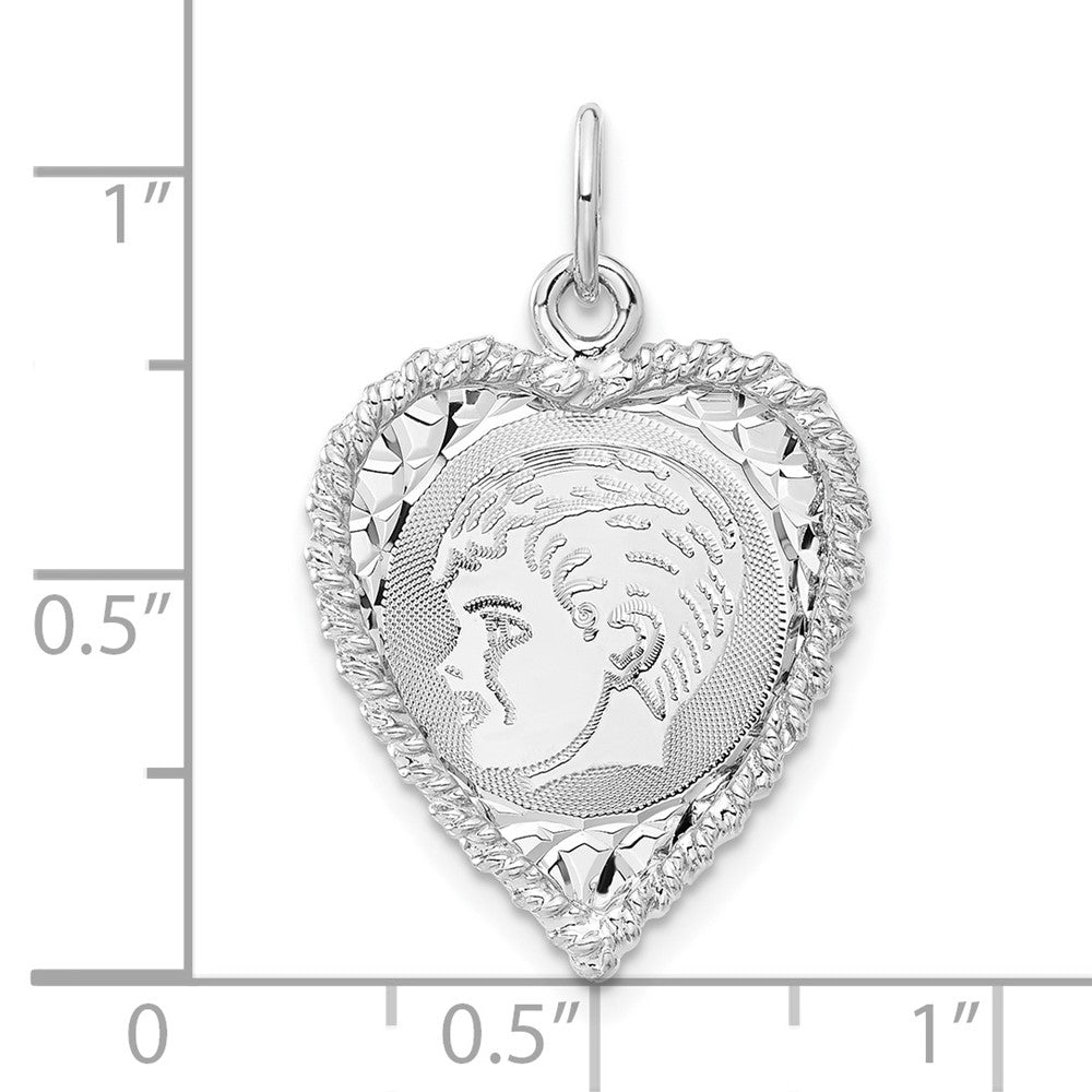 Sterling Silver Engravable Boy Heart Disc Charm