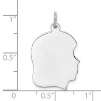 Sterling Silver Rhod-plate Eng. Girl Polish Front/Satin Back Disc Charm