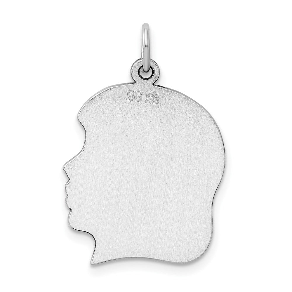 Sterling Silver Rh-plt Engraveable Girl Disc Charm Polish on Front/Back