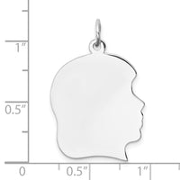 Sterling Silver Rh-plt Engraveable Girl Disc Charm Polish on Front/Back