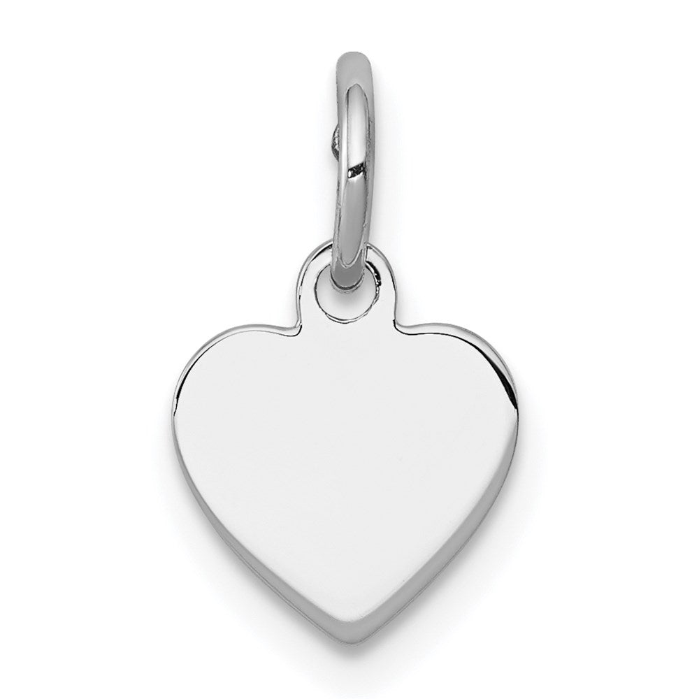 SS Rh-plt Engraveable Heart Polished Front/Satin Back Disc Charm