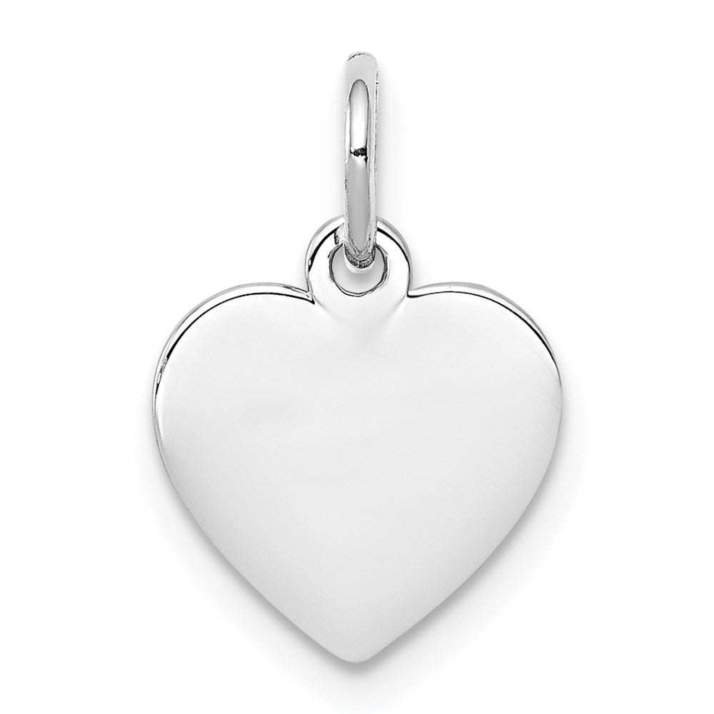 Sterling Silver Rhodium-plated Engraveable Heart Polished Disc Charm