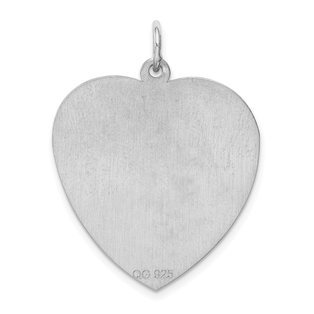 Sterling Silver Rhodium-plated Engraveable Heart Disc Charm
