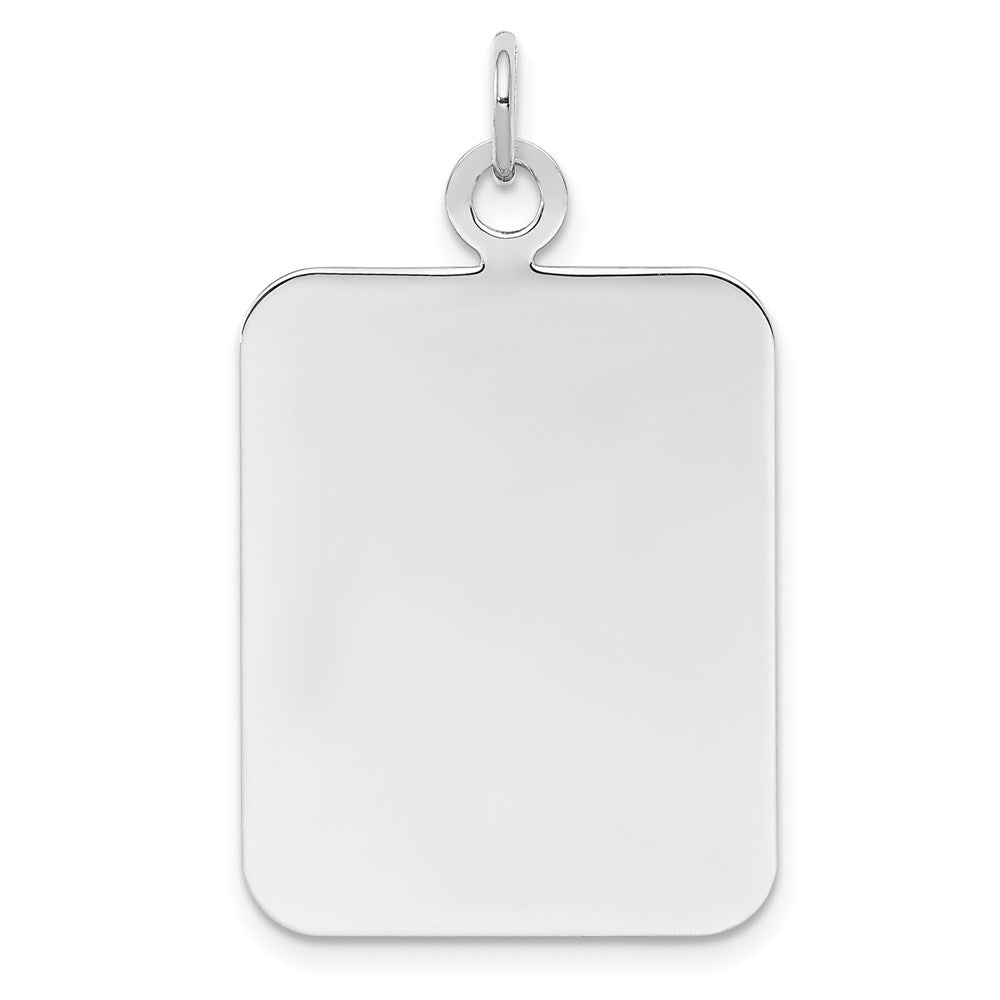 Sterl Silver Rh-plt Engraveable Rectangle Polished Front/Back Disc Charm