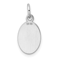Sterl Silver Rh-plt Engraveable Oval Polished Front/Satin Back Disc Charm