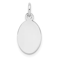 Sterl Silver Rh-plt Engraveable Oval Polished Front/Satin Back Disc Charm
