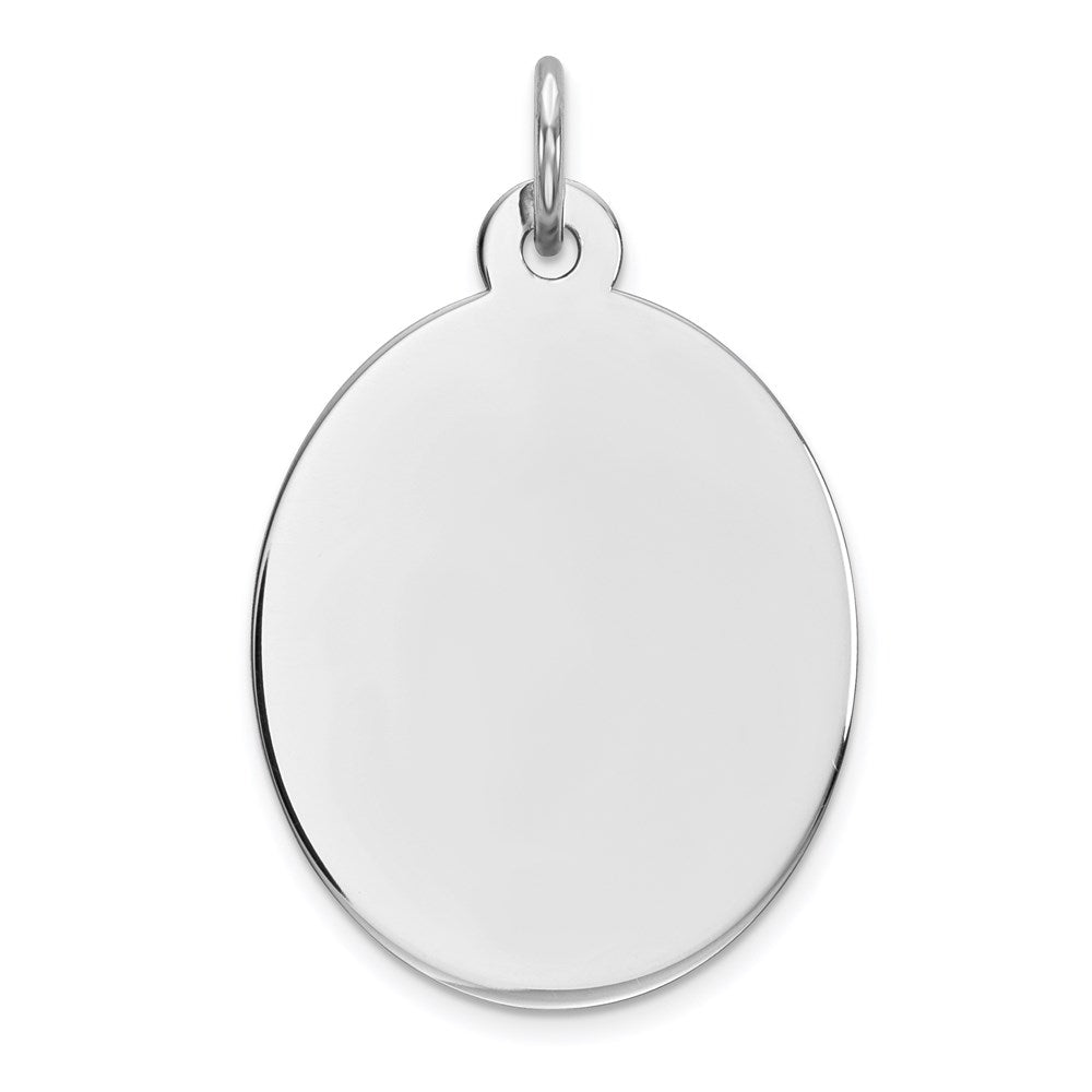 Sterling Silver Rhod-plate Eng. Oval Polish Front/Satin Back Disc Charm