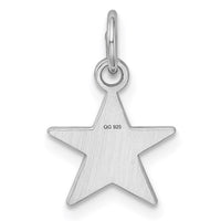 Sterling Silver Rhodium-plated Engraveable Star Disc Charm