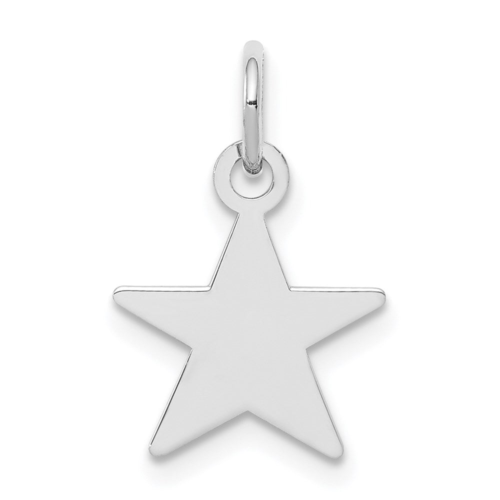 Sterling Silver Rhodium-plated Engraveable Star Disc Charm