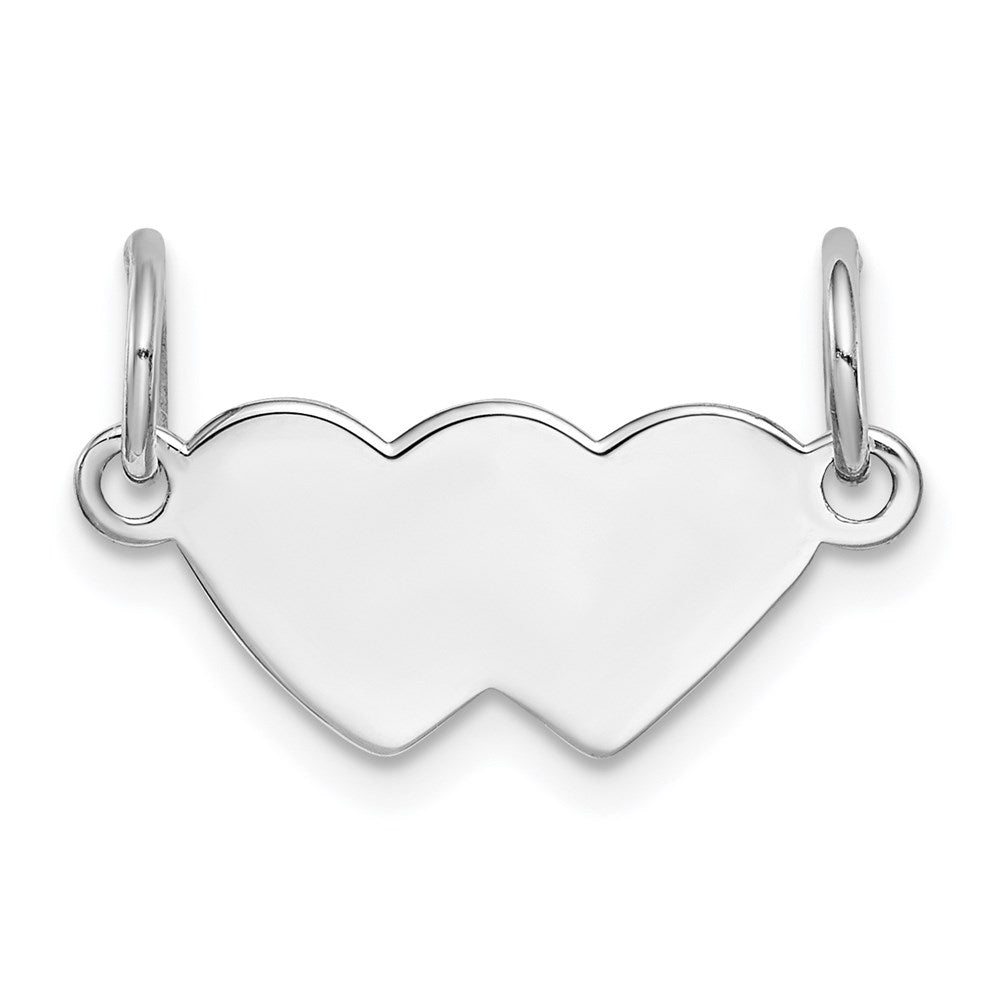 SS Rh-plt Engraveable Double Heart Polished Front/Satin Back Plate