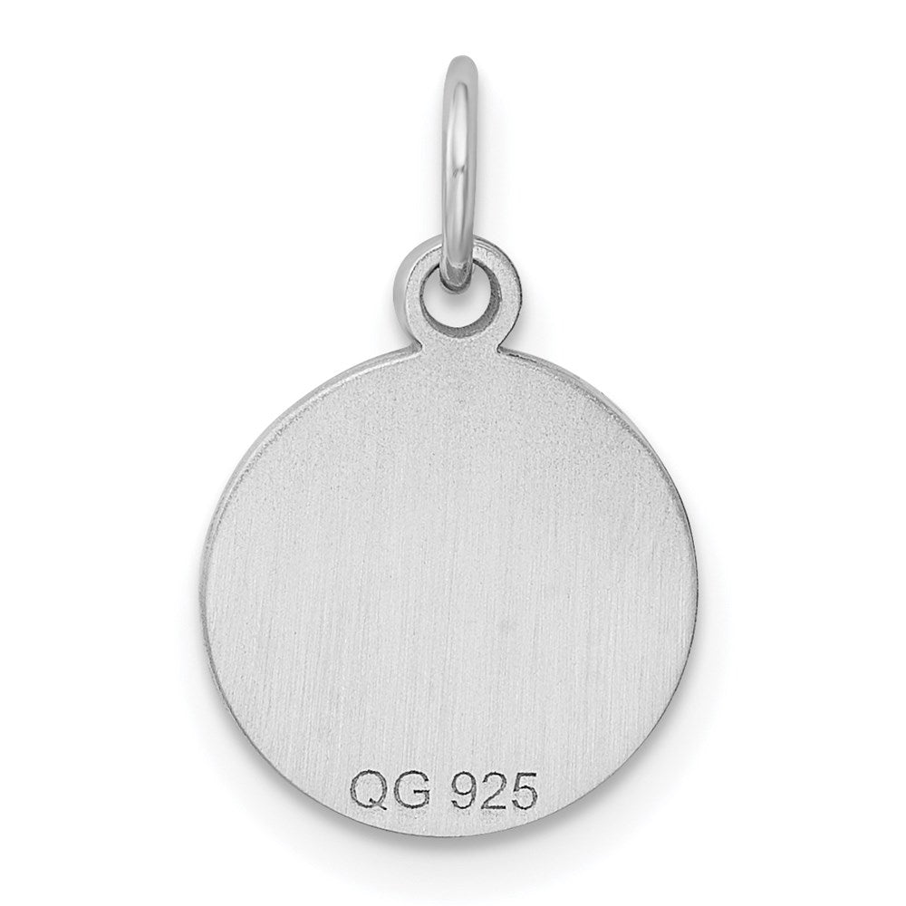 Sterling Silver Rh-plt Engraveable Round Polished Front/Back Disc Charm