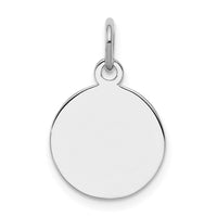 SS Rh-plt Engraveable Round Polished Front/Satin Back Disc Charm