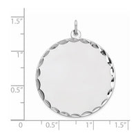 Sterling Silver Rhod-plated Eng. Rnd Polish Front/Satin Back Disc Charm