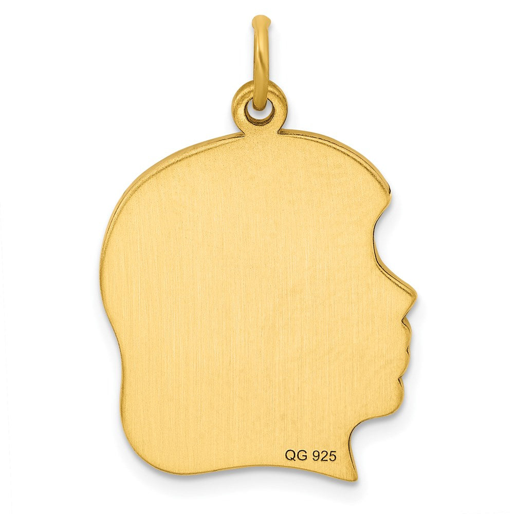 Sterling Silver GP Engraveable Girl Polished Disc Charm