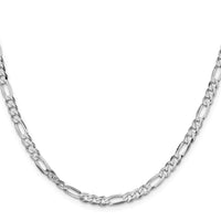 Sterling Silver Rhodium-plated 4.5mm Lightweight Flat Figaro Chain