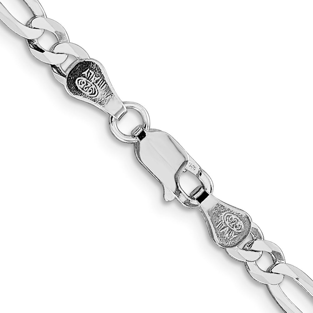 Sterling Silver Rhodium-plated 4.5mm Lightweight Flat Figaro Chain