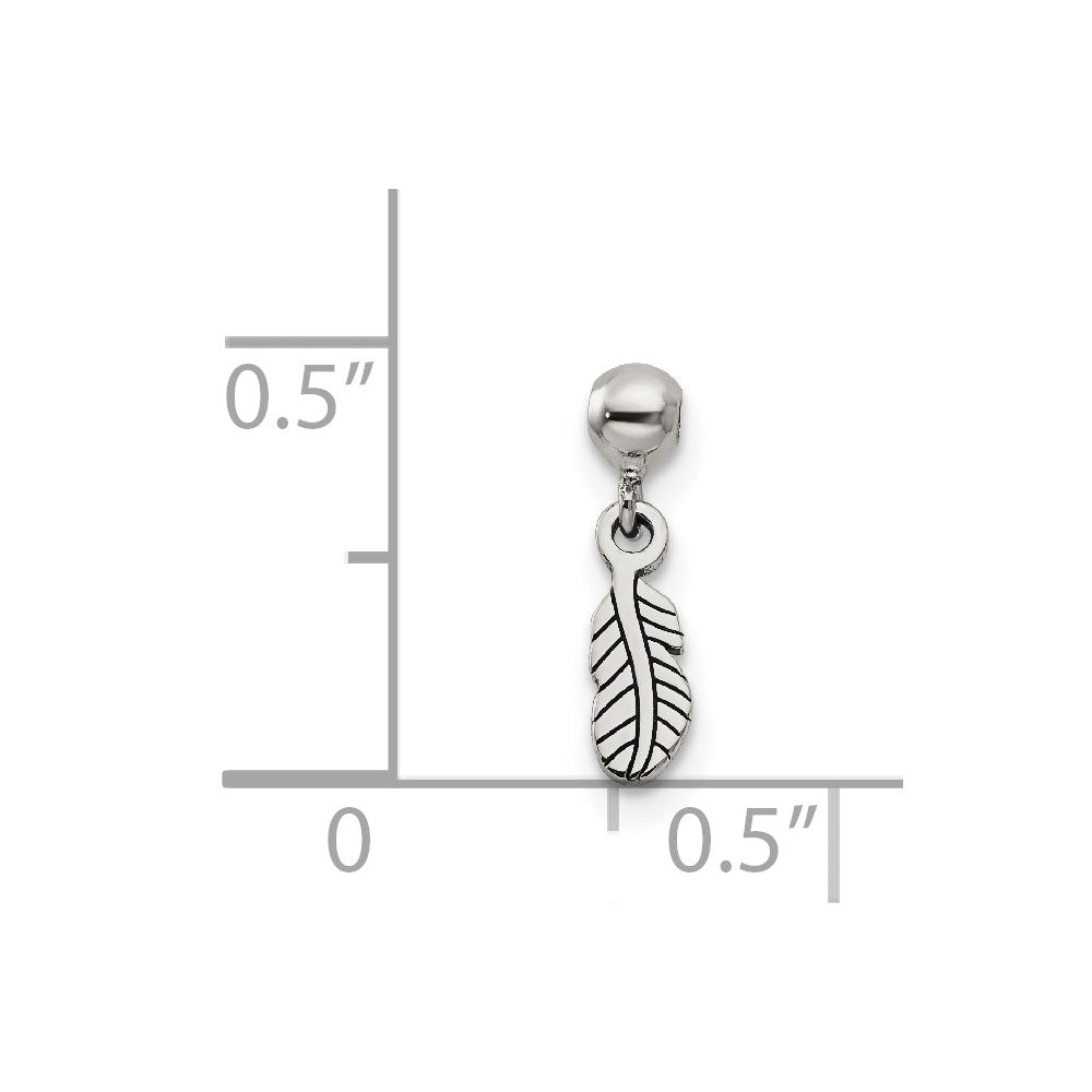 Sterling Silver Mio Memento Dangle Feather Charm