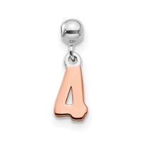 Sterling Silver Mio Memento Rhodium & Rose Tone Number 4 Charm