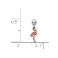 Sterling Silver Mio Memento Rhod. & Rose Tone Enamel Flamingo Charm