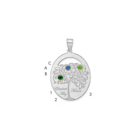 Sterling Silver/Rhod-plated 3 Birthstone with 18K Bezel Family Pendant