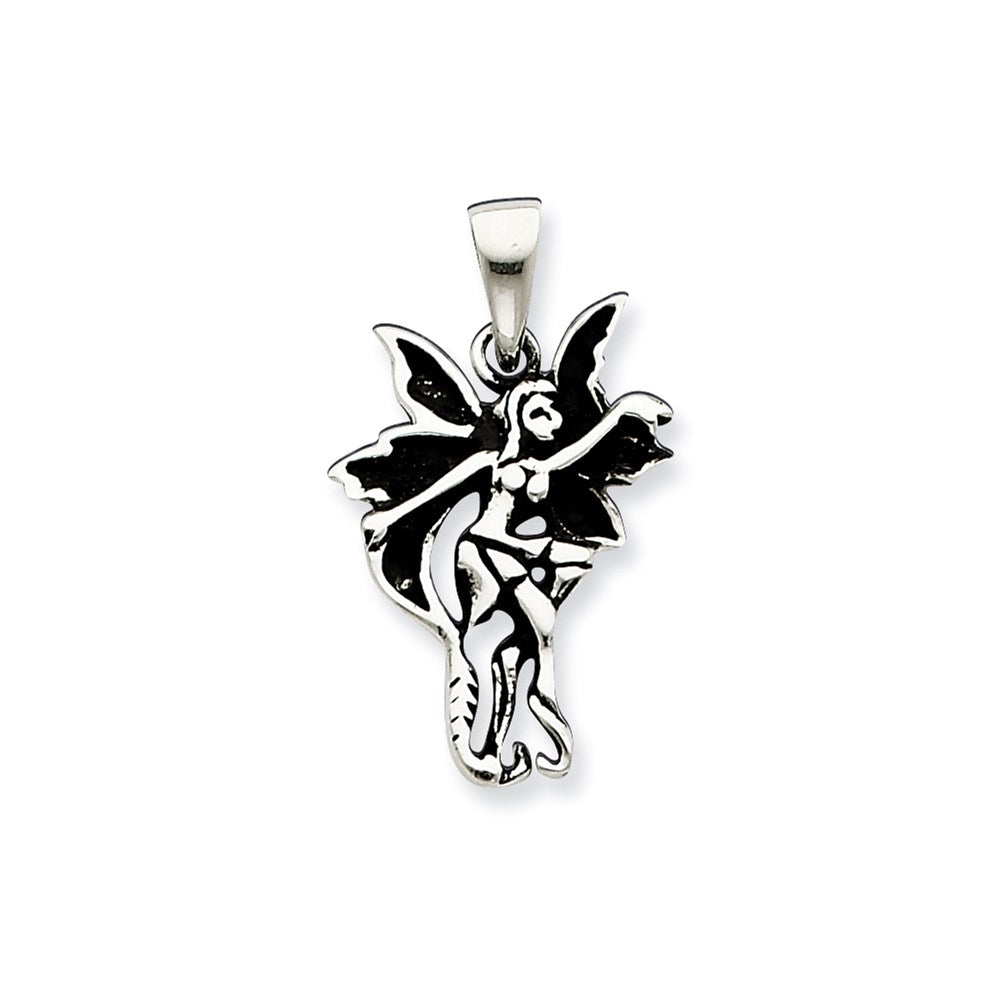 Sterling Silver Small Antiqued and Polished Dancing Fairy Pendant