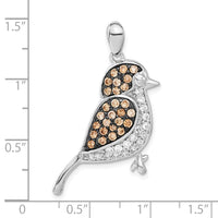 Sterling Silver w/ Black Rhod Champagne & Clear CZ Bird Pendant