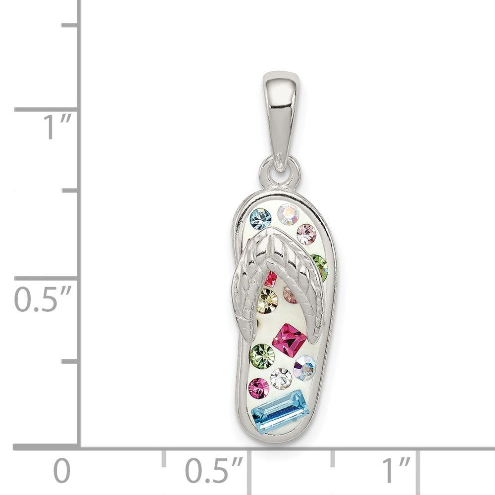 Sterling Silver Multi-Color Stellux Crystal Flip-flop Pendant