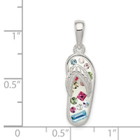 Sterling Silver Multi-Color Stellux Crystal Flip-flop Pendant