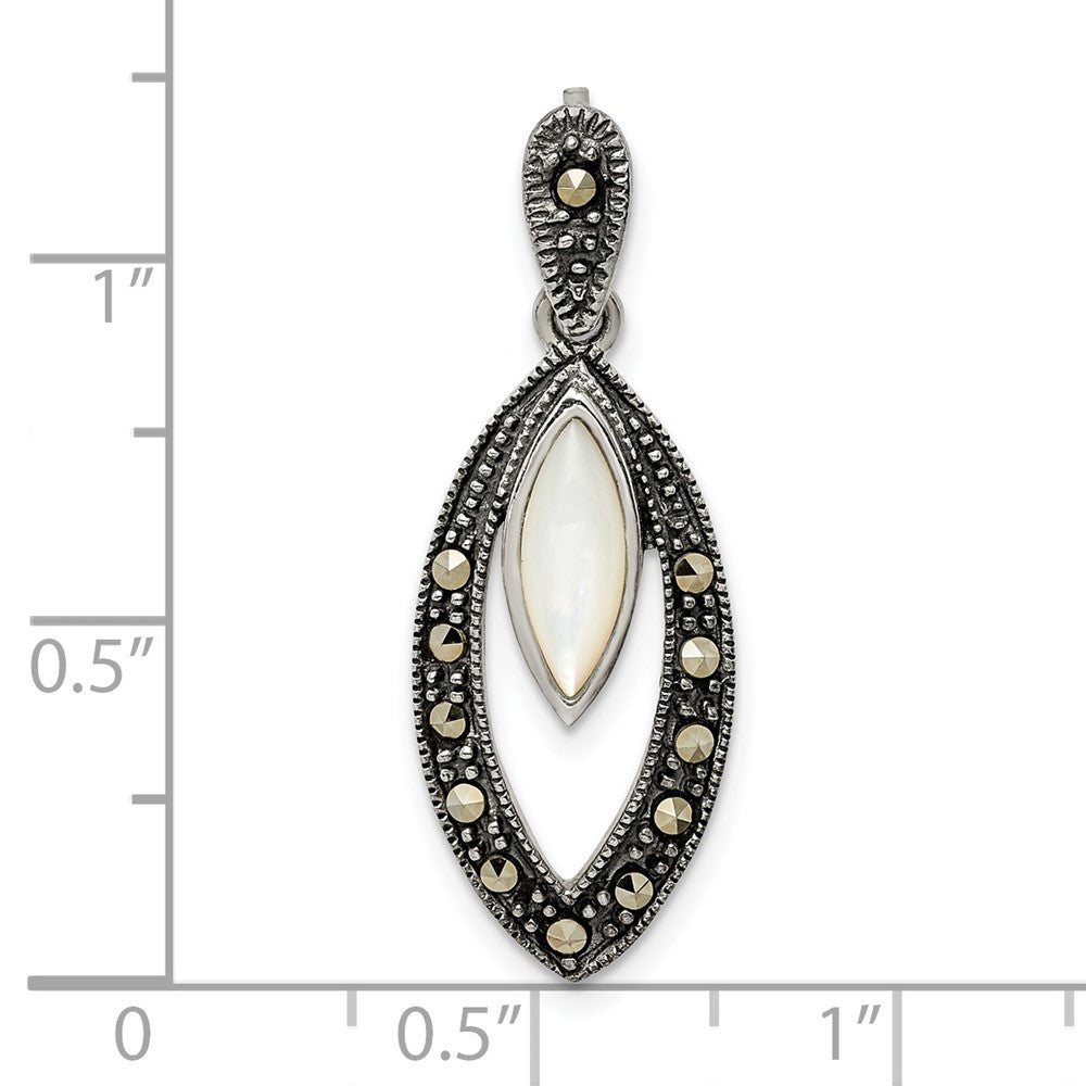 Sterling Silver Marcasite & Mother of Pearl Pendant