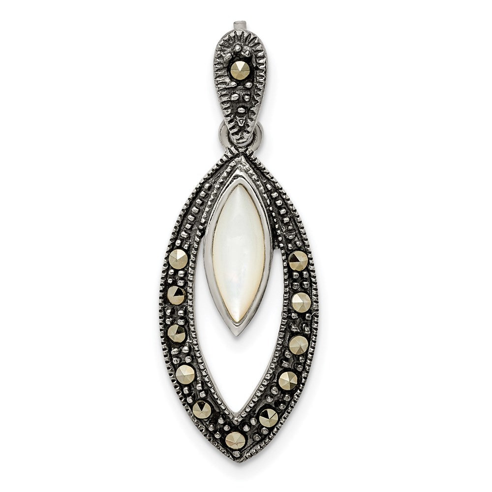 Sterling Silver Marcasite & Mother of Pearl Pendant
