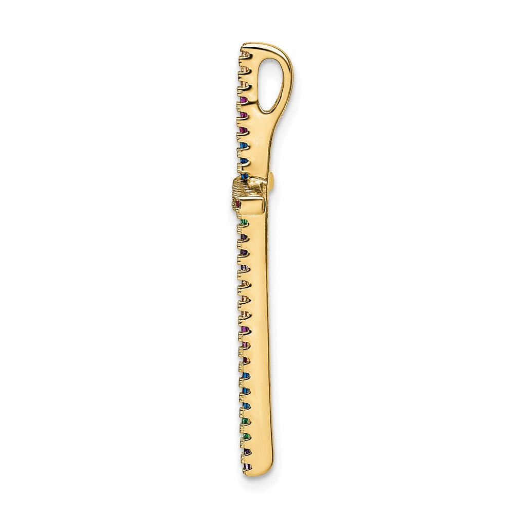 Prizma Sterling Silver Gold-tone 14K Flash Gold-plated Colorful CZ Cross Chain Slide