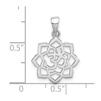 Sterling Silver Rhodium-plated Lotus w/Om Center Pendant
