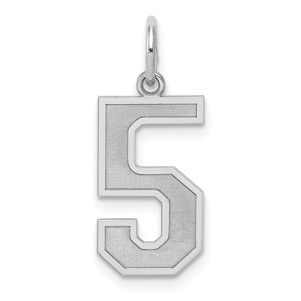 Sterling Silver/Rhodium-plated Satin Number 5 Charm