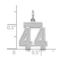 Sterling Silver/Rhodium-plated Satin Number 44 Charm