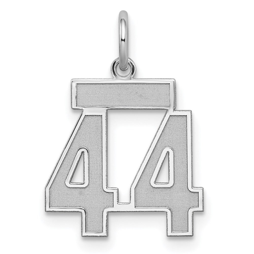 Sterling Silver/Rhodium-plated Satin Number 44 Charm