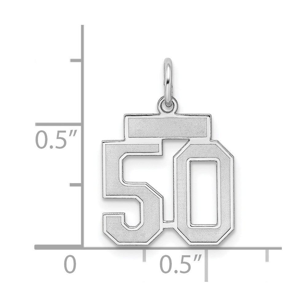 Sterling Silver/Rhodium-plated Satin Number 50 Charm