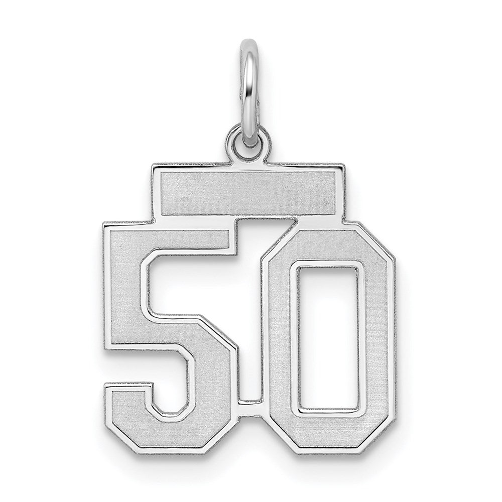 Sterling Silver/Rhodium-plated Satin Number 50 Charm