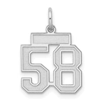 Sterling Silver/Rhodium-plated Satin Number 58 Charm