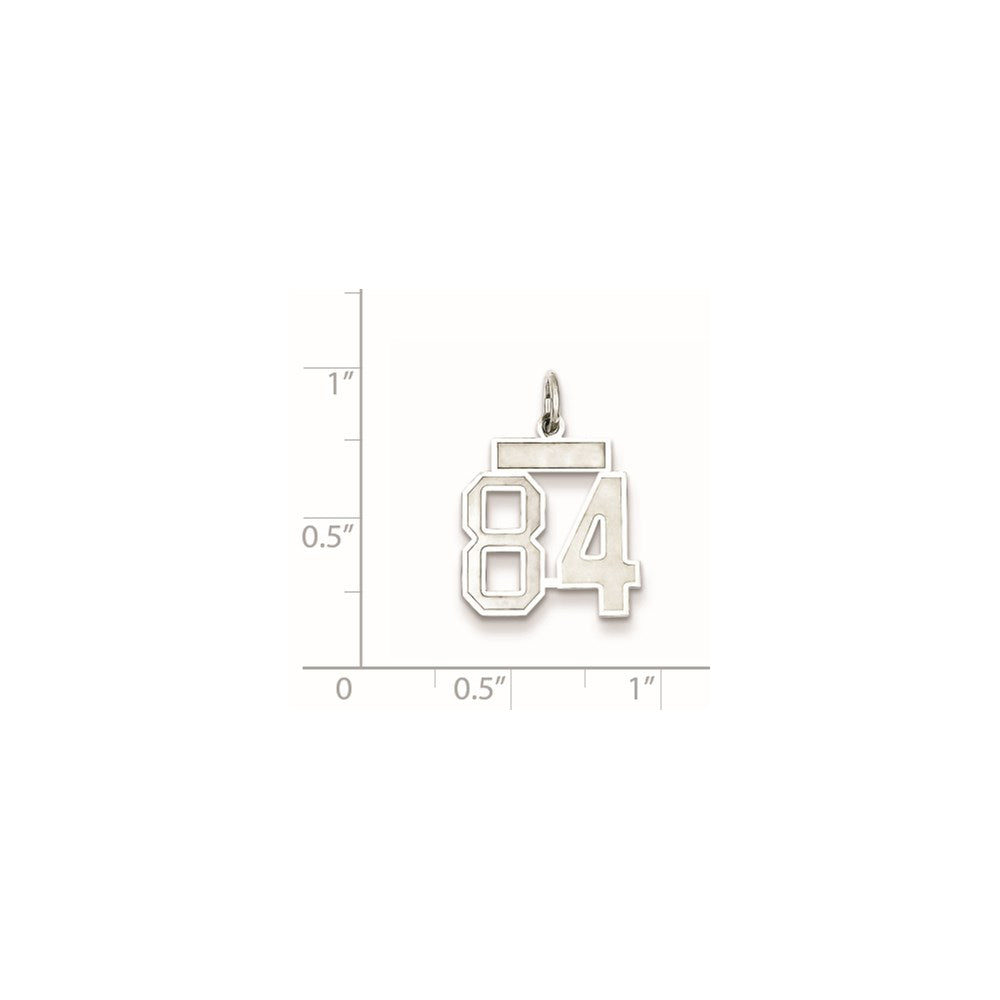 Sterling Silver/Rhodium-plated Satin Number 84 Charm