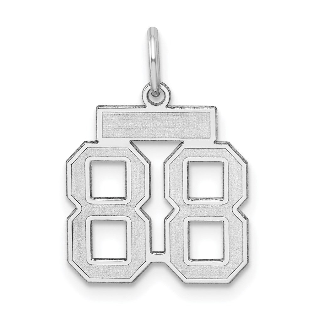 Sterling Silver/Rhodium-plated Satin Number 88 Charm