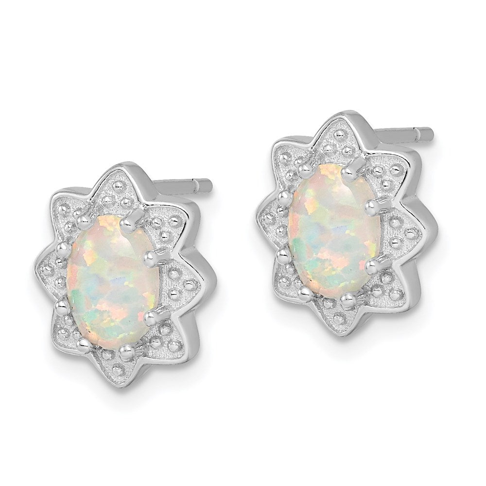 Sterling Silver Created Opal Pendant and Earring Set