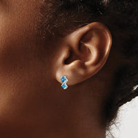 Sterling Silver Polished Blue Topaz Pendant and Post Earrings Set