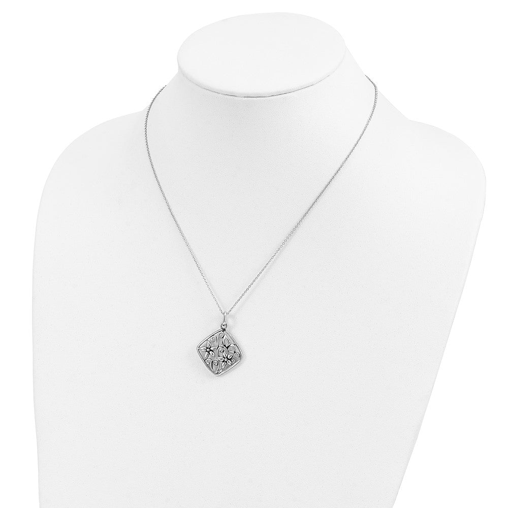Sentimental Expressions Sterling Silver Rhodium-plated Antiqued I Appreciate You Mom 18in Necklace
