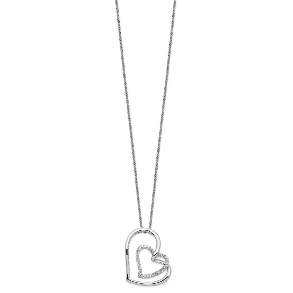 Sentimental Expressions Sterling Silver Rhodium-plated Antiqued CZ Thank You Mother 18in Hearts Necklace