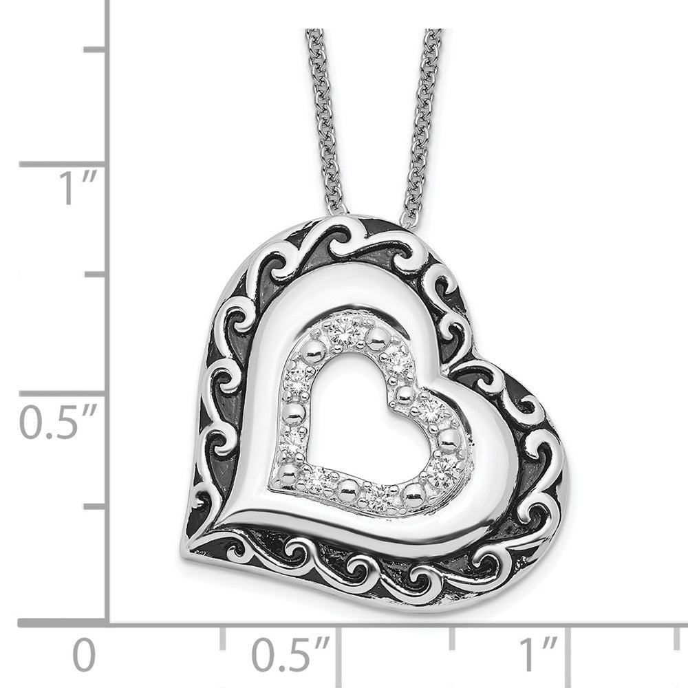 Sentimental Expressions Sterling Silver Rhodium-plated CZ Antiqued Mother Of the Bride 18in. Necklace